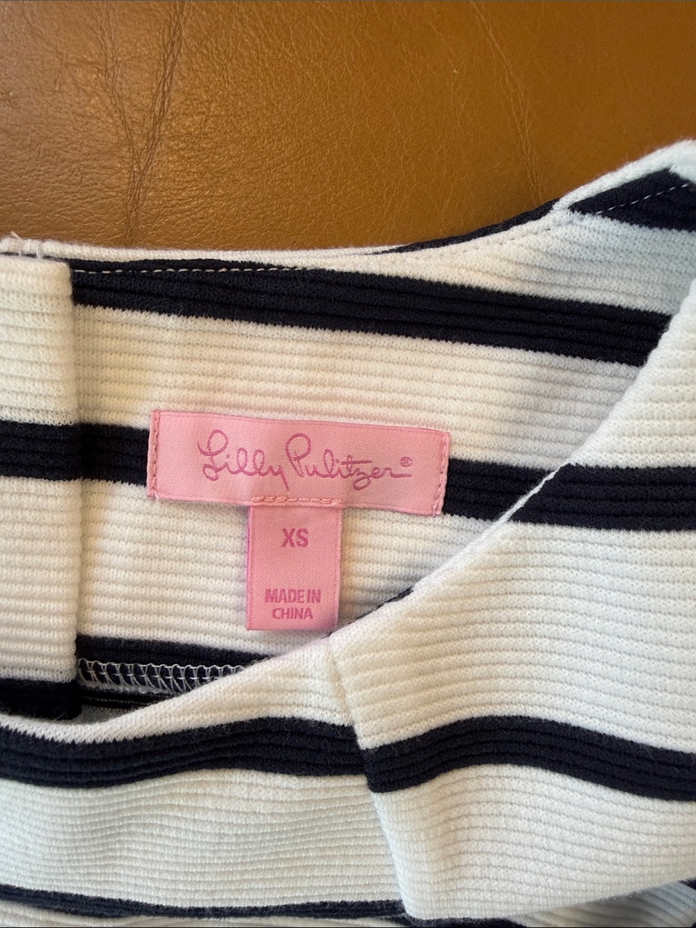 Lilly Pulitzer Charlene 3/4 Sleeve Knit Shift Dress Sz XS Navy Blue White Stripe - Picture 6 of 8